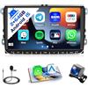 Hikity HiFi 2+64GB Android Autoradio Wireless Carplay per VW Golf 5 Golf 6 Skoda Polo Passat Tiguan Touran Seat, Schermo Tattile 9 Pollici Bluetooth Auto Stereo Retrocamera, GPS, Android Auto, FM RDS, WiFi
