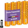 Nraonrn Batterie Ricaricabili AAA 750mah 1,2v per Ricevitore Gigaset, NI-MH Pile Ricaricabili AAA 750 mah per Panosonic Telefoni Cordless - confezione da 4