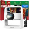 Eeenfy [App Integrata] Eeenfy Proiettore Portatile, Smart Proiettore TV con 500ANSI, App Store,1080P, E-Focus/Keystone, Proiettore WiFi Bluetooth, Videoproiettore 4K per Home Cinema, Venus V1 Pro, Bianco