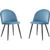 EGOONM Set di 2 Sedie da Pranzo, Sedia in Stile Nordico in Velluto con Pieds en Métal Noir, Sedie da Cucina (Blu-Nero Piedi)