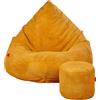 Slevobox Pouf Poltrona Sacco con Poggiapiedi Giallo Senape 80x80x110 cm - Poltrona Pouf Sacco - Morbido e Confortevole - Bean Bag per Adulti e Bambini - Fodera Lavabile - Mobili per Soggiorno