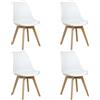 Totò Piccinni Sedia FUTURA con cuscino imbottito e gambe in LEGNO di faggio dal desing scandinavo (4, Bianco)