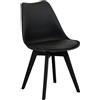 Totò Piccinni Sedia FUTURA con cuscino imbottito e gambe in PLASTICA dal desing scandinavo (1, Nero Gambe in Plastica)