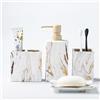 RQYIXI Set di accessori per il bagno 4 pezzi effetto marmo set portaspazzolino dispenser sapone da banco in ceramica set di decorazioni per il bagno oro