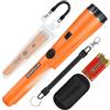 BBjinronjy Pinpointer Cercatore in metallo per la ricerca del tesoro,ricerca a 360° di tesori d'oro con cintura, fondina, LED, accessori per attrezzi impermeabili per adulti e bambini (arancione.)