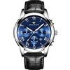 RORIOS Orologio da Uomo Orologio Luminosi Orologio Analogico al Quarzo con Cinturino in Pelle Calendario Orologi da Polso per Uomo