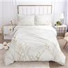 Meimall Copripiumino Bianco Semplice Vegetale 280X240 Cm Set Copripiumino Matrimoniale King Size In Microfibra, 3 Pezzi Camera Da Letto Per Bambini Con Stampa Digitale 3D