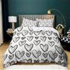 Generic Grigio Copripiumino Matrimoniale 240x220 A forma di cuore disegnato a mano 3D Stampa Morbida Microfibra Biancheria da Letto con Cerniera per Bambini/Adulti 1 Copripiumino + 2 Federe 50x80 cm