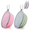 SLSON 2 ciotole da viaggio pieghevoli, con coperchio e gancio, in silicone, per gatti, cani, viaggi, escursioni e campeggio (blu e rosa, grande)
