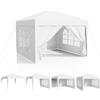 Kidsgigglz Gazebo 3x3, Tenda Impermeabile, Tendone Con Pareti Laterali, Tenda da Giardino Robusta con Picchetti, Gazebo con Corde di Fissaggio, UV50+, Tendoni Esterno per Feste-Matrimonio-Campeggio, Bianco