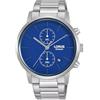 Lorus Orologio cronografo da uomo blu 42 mm in acciaio inox RW413AX9, Argento