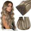 Easyouth Capelli Veri Clip Extension Biaondo Ombre Extension Clips Capelli Veri Marrone Balayage Biondo Chiaro Clip in Human Hair Extensions per Donne #3/8/22 35cm 70g 7pcs