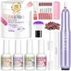 SAVILAND Kit completo Dipping Powder 60g Chiaro Base Coat, Top Coat, Attivatore arricchito con olio di ricino e vitamine