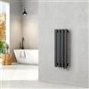 EMKE Radiatore piccolo 600 x 240 mm, ovale a pannello, attacco centrale, verticale, design, radiatore tubolare, monostrato, antracite, 177 Watt