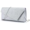 TOFBS Pochette Donna Elegante con Catena Classica Busta Glitterata Clutch Borsa Piccola da Sera Borsetta Tracolla Borsa Borse di Cocktail Festa Cerimonia Matrimonio Argento