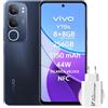VIVO Y19s, smartphone 8GB RAM+8GB RAM dinamica, 256GB ROM, Camera 50 MP, AI modalità notte,IP64, 6.68", 44W Ricarica Veloce,Batteria da 5150 mAh, NFC, Dual SIM, Luce Dinamica, Nero