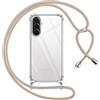 Pnakqil Cover per Samsung Galaxy A26 5G con Cordino, Trasparente Custodia con Laccio Tracolla Cellulare Girocollo Collana Protettiva per Samsung A26 5G 6.5 Pollic, Khaki