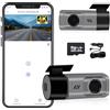 XYBkey Dash Cam per auto WiFi 4K HD, Dash Cam anteriore per auto, con scheda SD da 64 GB, visione notturna, monitoraggio del parcheggio, WDR, registrazione in loop, sensore G, app