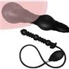 Qcpuuu Plug anale gonfiabile, 18CM dilatatore anale in silicone con 3 perle gonfiabili e pompa, nero