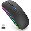 iAmotus Mouse Bluetooth, Mouse Senza Fili Ultra Sottile Bluetooth 5.2 + 2.4G Wireless Mouse LED Ricaricabile Silenzioso con Nano USB e 3 Livelli DPI Regolabile (800/1200/ 1600) per PC, Laptop, Mac