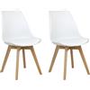 Totò Piccinni Sedia FUTURA con cuscino imbottito e gambe in LEGNO di faggio dal desing scandinavo (2, Bianco)