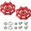 PATIKIL Maniglia per Rubinetto Acciaio Fuso Foro Asta 5x5mm Rosso 2pz | Esterno, Foro Asta Quadrata, Maniglia Rotonda, per Sostituzione Maniglia Rubinetto Acqua con Viti Spacer