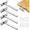 YEYIT 4 Pezzi Staffe Supporto Mensola Invisibile 4 Pollici Staffa per Mensola Galleggiante, Staffe per Mensole Galleggianti per lo Sfondo Montato a Parete Scaffali in Legno a Parete Nascosta Argento