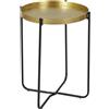HOME DECO FACTORY Tavolo D Appoint Metal Martele Alia D35cm, Metallo, Dore Nero, 35x45x35