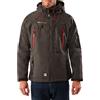 Geographical Norway Techno Men - Giacca Cappuccio Softshell Impermeabile Uomo - Giacca Vento Tattica Da Esterno - Escursionismo Sci Autunno Inverno Primavera (Grigio scuro rosso L)