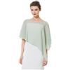 BEAUTELICATE Damen Chiffon Schal Stola Elegant Poncho Cape Brautjacket für Sommer Hochzeits Festlich Abendkleid (Asymmetrische - Salbeigrün, Einheitsgröße)