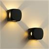 BAKAJI Set 2 Applique da Muro 4 Led Lampada a Parete Nera Luce Bianco Caldo 6x6x5cm