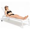 BAKAJI Lettino Prendisole Lounge con Ruote Sdraio da Giardino Bianco Resistente agli UV