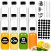Gucass Set di 12 Bottiglie Vetro 60ml(2oz), Bottigli per Liquori Mini, Riutilizzabile Bottigliette Trasparenti con Tappi a Vite e Imbuto, Mini Contenitori per Succo Zenzero Shot Whisky Campioni