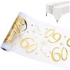 Ouxayapl Tovaglia per Tavolo Compleanno 60 Anni, Decorazione Compleanno 60 Anni, Tovaglia Oro Festa, Addobbi Compleanno 60 Anni, Tovaglia Decorativa 28cm x 10m (60 Anni)