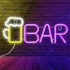 BORDEAG Pannello neon a LED per bar, decorazione da parete, colore rosso, PVC, 16 x 16 cm