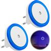 MxyVrix 2 Pezzi Luce Notturna LED Blu con Sensore di Luce, Luce Notturna Sensore Movimento, Design Compatto e Rotondo, Automatica e Dimmabile, per Camera da Letto, Bagno e Corridoio