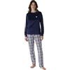 Lovable Lungo in Micropile Set di Pigiama, Blu, XL Donna