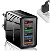 TMRBBesty Caricatore USB Multiplo,4 Porte Caricatore USB da Muro,Caricabatterie usb,Compatibile con la maggior parte degli smartphone e di altri prodotti digitali presenti sul mercato