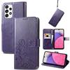 JIUNINE Cover per Samsung Galaxy A33 5G, Custodia Libro in Pelle Portafoglio Case Flip Antiurto con Disegni in Rilievo [Porta Carte] [Magnetica] [Interno TPU] per Samsung Galaxy A33 5G, Viola