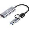 DigitConvert Scheda di acquisizione video HDMI 4K, scheda di acquisizione da HDMI a USB 3.0/USB C per Streaming/Nintendo Switch/PS3/PS4/YouTube/Xbox/Fotocamera/PC/OBS