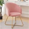 Hellove Sedia Toeletta Trucco con Gambe in Gold Metallo,Moderne Velluto Poltrona Camera da Letto, Poltroncina,Poltroncine Imbottite,Sedia Laterale per Camera da Letto/Soggiorno/Vanità,Rosa