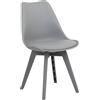 Totò Piccinni Sedia FUTURA con cuscino imbottito e gambe in PLASTICA dal desing scandinavo (1, Grigio Gambe in Plastica)
