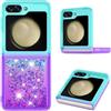 BLOTECH Custodia Compatibile con Samsung Galaxy Z Flip 6,Brillantini Liquido Cover per Samsung Z Flip 6 Guscio Morbido 2 Strati +Sabbie Mobili interno Bling Glitter Custodia Bling Sparkle,Green Purple