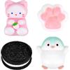 Bukbas 4 Pezzi Giocattoli da Spremere Zampe di Gatto, Taba Squishy Zampa Gatto, Carino Animali Pinguini Squeeze Toys, Antistress Giocattolo per Bambini e Adulti (A)