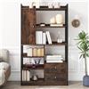 LY Libreria industriale con 6 ripiani, porte e cassetti, da pavimento a soffitto, struttura in acciaio, 100×30×173,5 cm, Nero Marrone