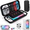 HEYSTOP Custodia per Nintendo Switch OLED Accessori con Trasparente Cover Agganciabile per Pellicola Protettiva per Switch OLED e Cappucci per Pollice per Nintendo Switch OLED Modello Console
