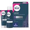 Veet Expert Kit di depilazione per zone intime del corpo, crema depilatoria donna 50 ml e schiuma multi-Benefici 50 ml
