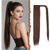 Mulaibdin Coda Capelli Extension Lisci, Code Finte per Capelli Marron Moyen, Capelli Finti Donna Coda, Extension Capelli Lunghi 60cm, Coda di Cavallo Extensions