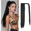 Mulaibdin Coda Capelli Extension Lisci, Code Finte per Capelli Nero, Capelli Finti Donna Coda, Extension Capelli Lunghi 60cm, Coda di Cavallo Extensions