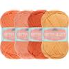 BambooMN Cotton Select Sport Weight - Confezione di 4 gomitoli di colori in 100% cotone fine, tonalità di arancione